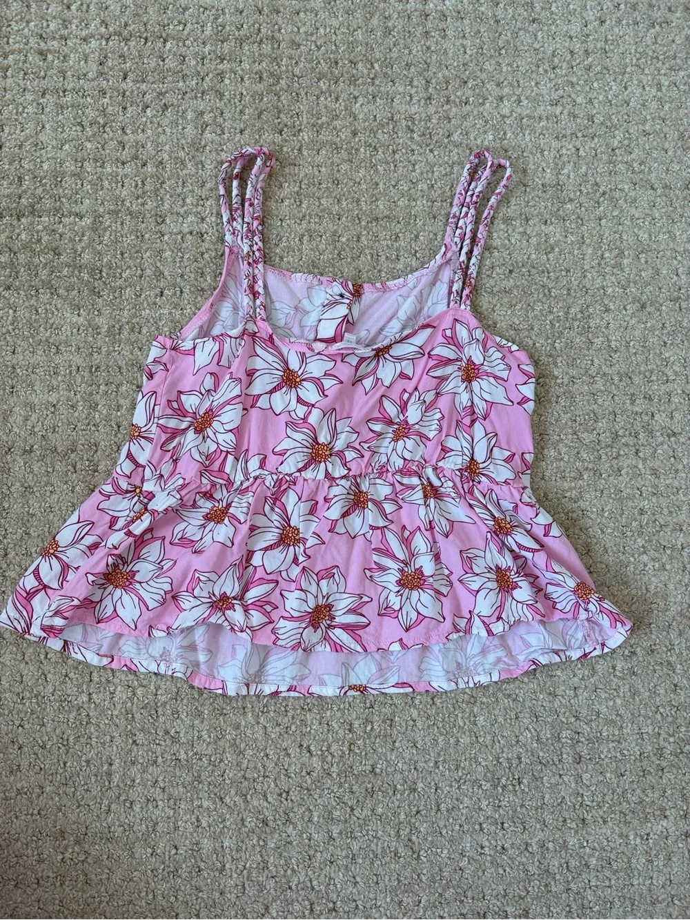 Girls Pink Floral Button-Front Tank Top
